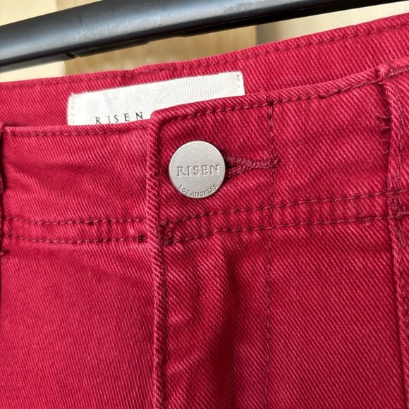 Brand New Risen High Rise Ankle Length Jeans Wine Red Fall Denim Cotton Stretch - Picture 4 of 16